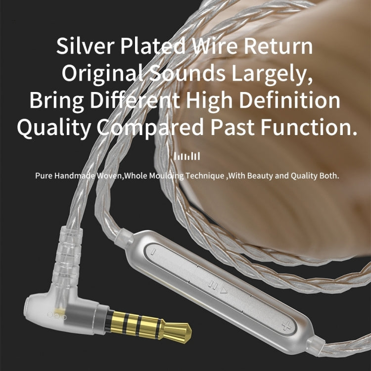 CVJ V7 1.25m 4-Cores Silver-plated 3.5mm Elbow Earphone Cable, Model:2 Pin with Mic(Silver) - Cable & Splitter by CVJ | Online Shopping South Africa | PMC TechLife | Buy Now Pay Later Mobicred