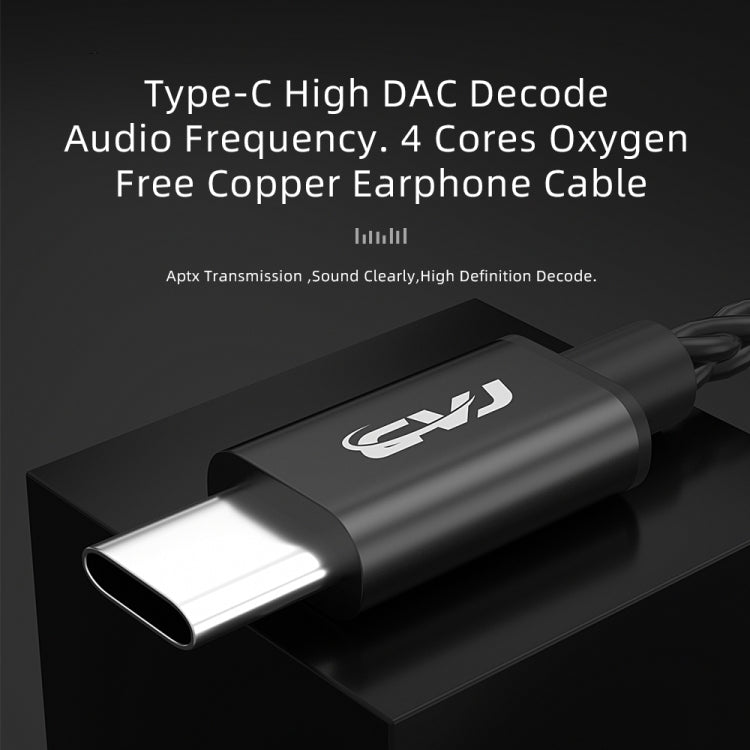 CVJ V6.TC 1.25m Type-C Digital Decoding Oxygen-free Copper Earphone Cable, Style:0.75mm(Black) - free shipping - PMC TechLife - Order now!