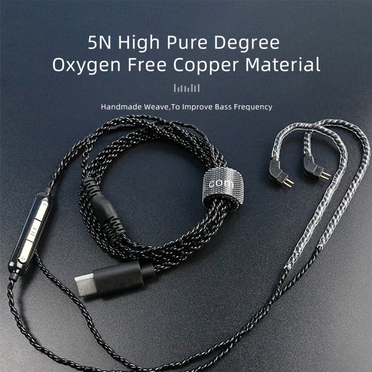 CVJ V6.TC 1.25m Type-C Digital Decoding Oxygen-free Copper Earphone Cable, Style:0.78mm(Black) - Cable & Splitter by CVJ | Online Shopping South Africa | PMC TechLife | Buy Now Pay Later Mobicred