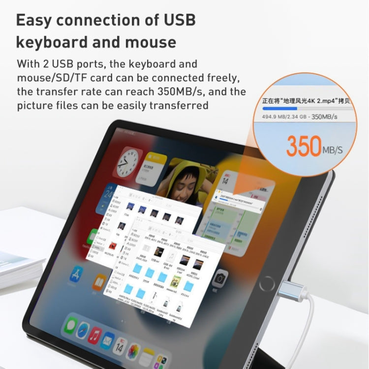 5 in 1 8 Pin to SD / TF Card Slot + 3 USB Ports Multifunctional Docking Station HUB(Grey) - U Disk & Card Reader by PMC TechLife | Online Shopping South Africa | PMC TechLife