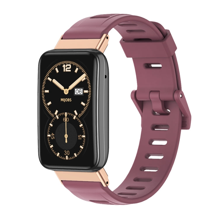 For Xiaomi Mi Band 7 Pro Mijobs Flat Hole TPU Watch Band(Wine Red Rose Gold) - Watch Bands by MIJOBS | Online Shopping South Africa | PMC TechLife | Buy Now Pay Later Mobicred
