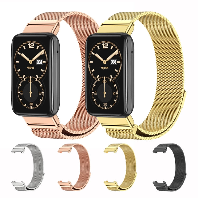 For Xiaomi Mi Band 7 Pro Mijobs Milan Magnetic Stainless Steel Watch Band(Rose Gold) - Watch Bands by MIJOBS | Online Shopping South Africa | PMC TechLife | Buy Now Pay Later Mobicred