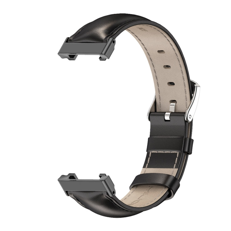 For Xiaomi Mi Band 7 Pro Mijobs Genuine Leather Top Layer Cowhide Watch Band(Black) - Watch Bands by MIJOBS | Online Shopping South Africa | PMC TechLife | Buy Now Pay Later Mobicred