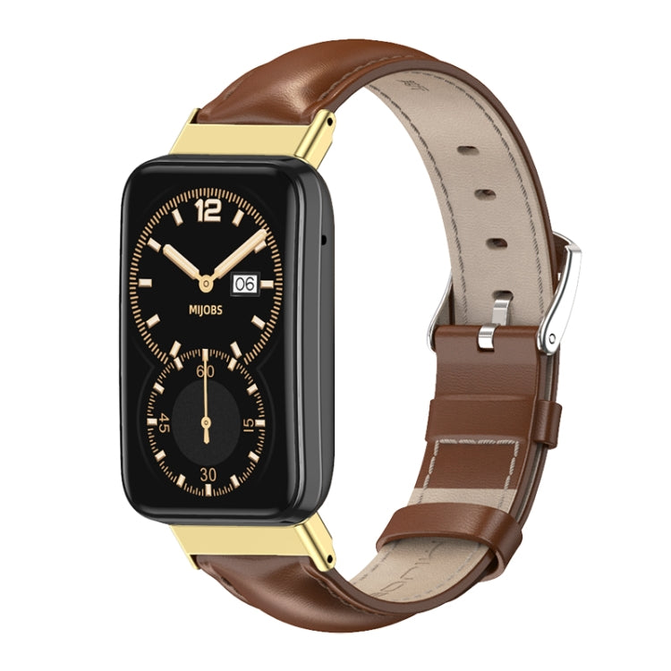 For Xiaomi Mi Band 7 Pro Mijobs Genuine Leather Top Layer Cowhide Watch Band(Brown Gold) - Watch Bands by MIJOBS | Online Shopping South Africa | PMC TechLife | Buy Now Pay Later Mobicred