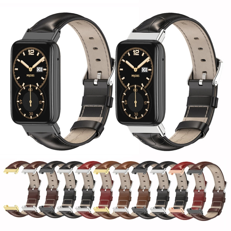 For Xiaomi Mi Band 7 Pro Mijobs Genuine Leather Top Layer Cowhide Watch Band(Bamboo Red Silver) - free shipping - PMC TechLife - Order now!