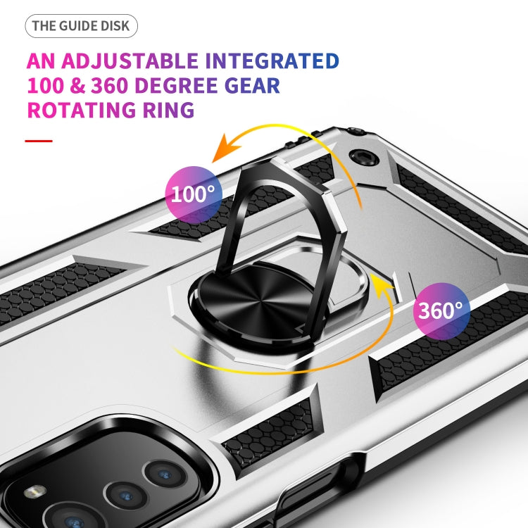 For Motorola Moto E32 4G Shockproof TPU + PC Phone Case with 360 Degree Rotating Holder(Silver) - free shipping - PMC TechLife - Order now!