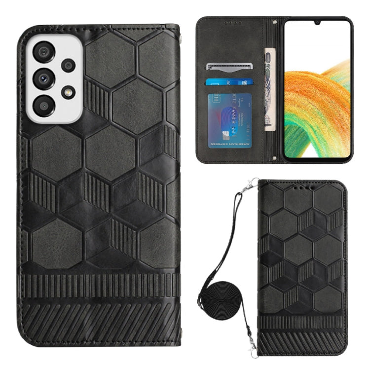 For Samsung Galaxy A33 5G Crossbody Football Texture Magnetic PU Phone Case(Black) - Galaxy Phone Cases by PMC TechLife | Online Shopping South Africa | PMC TechLife | Buy Now Pay Later Mobicred