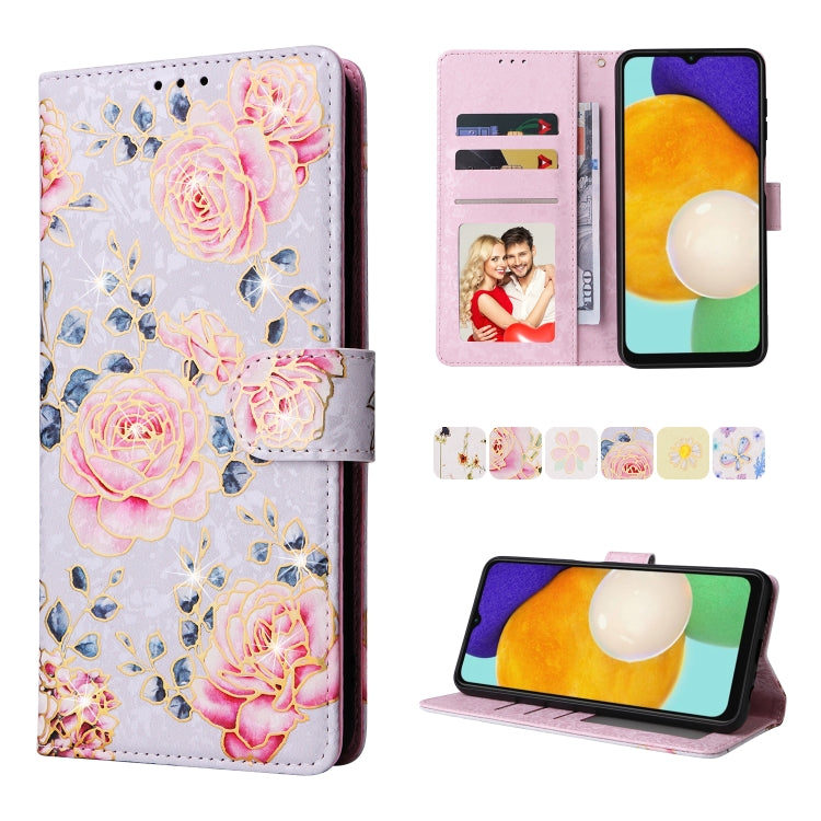 For Samsung Galaxy A13 4G / 5G Bronzing Painting RFID Leather Case(Pastoral Rose) - Galaxy Phone Cases by PMC TechLife | Online Shopping South Africa | PMC TechLife