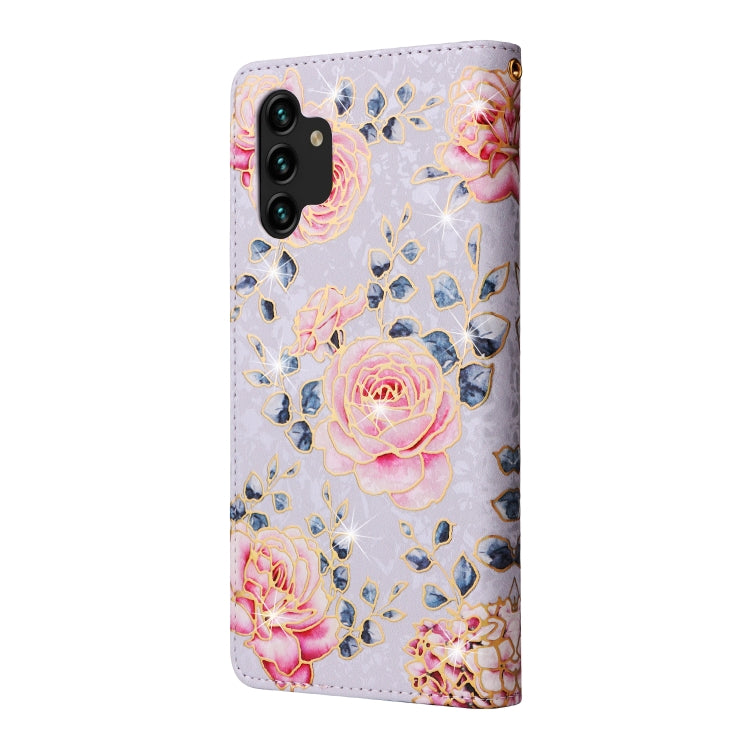 For Samsung Galaxy A13 4G / 5G Bronzing Painting RFID Leather Case(Pastoral Rose) - Galaxy Phone Cases by PMC TechLife | Online Shopping South Africa | PMC TechLife