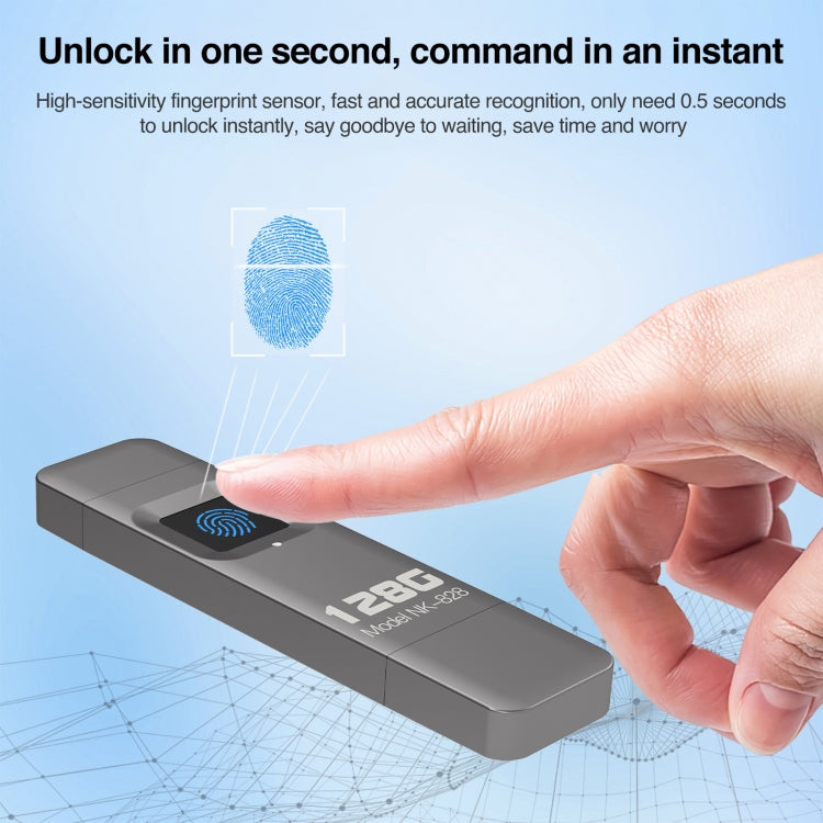 256GB NK-828 8 Pin + USB 2 in 1 Zinc Alloy U Disk with Fingerprint Unlock - U Disk & Card Reader by PMC TechLife | Online Shopping South Africa | PMC TechLife