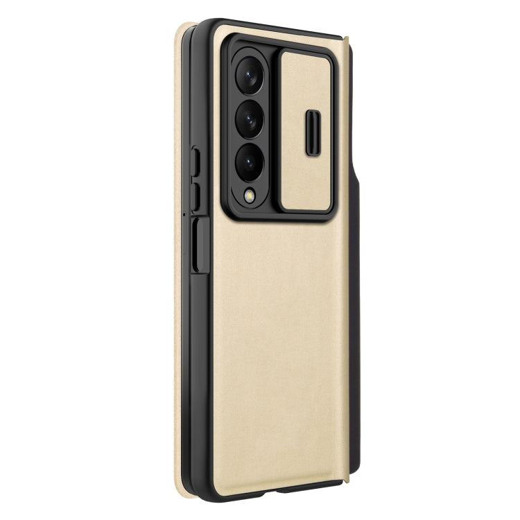 For Samsung Galaxy Z Fold4 5G NILLKIN QIN Series Pro Sliding Camera Cover Design Leather Phone Case(Gold) - free shipping - PMC TechLife - Order now!