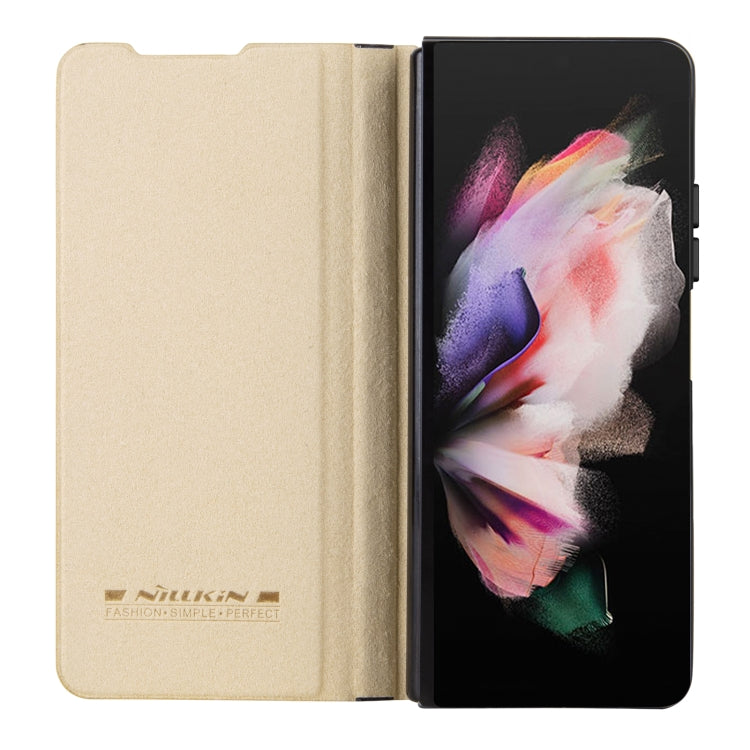 For Samsung Galaxy Z Fold4 5G NILLKIN QIN Series Pro Sliding Camera Cover Design Leather Phone Case(Gold) - free shipping - PMC TechLife - Order now!