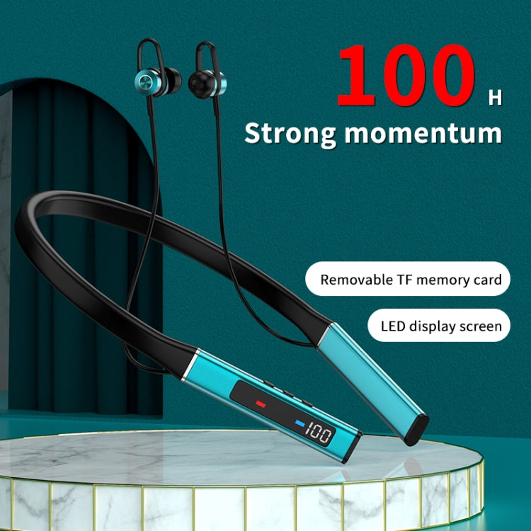 k18 Wireless Bluetooth Neck-mounted Magnetic Noise Cancelling Earphone with Digital Display Function(Blue) - Neck-mounted Earphone by PMC TechLife | Online Shopping South Africa | PMC TechLife