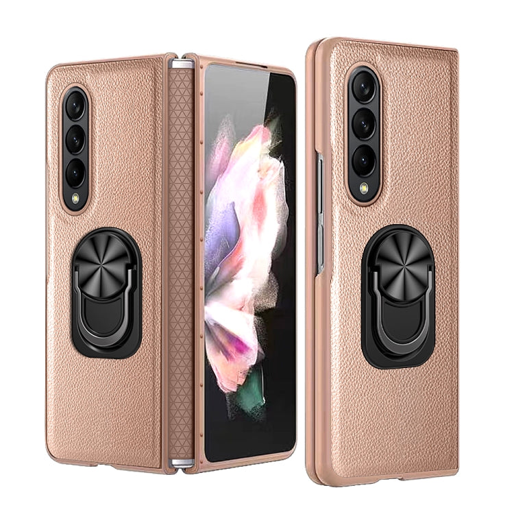 For Samsung Galaxy Z Fold4 GKK Litchi Pattern Foldable Protective Phone Case with Ring Holder(Gold) - free shipping - PMC TechLife - Order now!