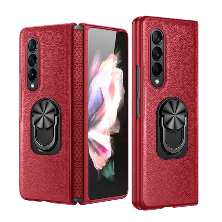 For Samsung Galaxy Z Fold4 GKK Litchi Pattern Foldable Protective Phone Case with Ring Holder(Red) - free shipping - PMC TechLife - Order now!