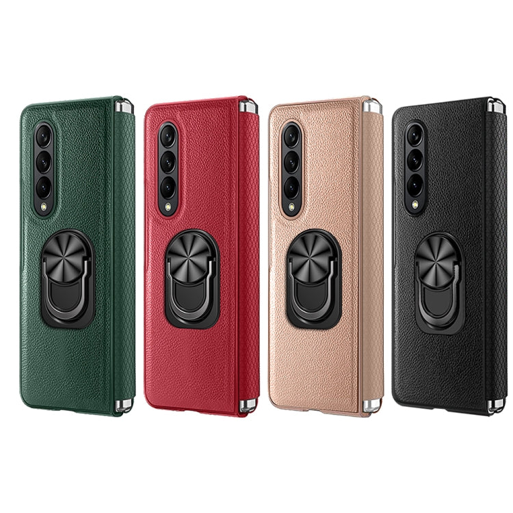 For Samsung Galaxy Z Fold4 GKK Litchi Pattern Foldable Protective Phone Case with Ring Holder(Gold) - free shipping - PMC TechLife - Order now!