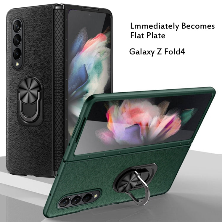 For Samsung Galaxy Z Fold4 GKK Litchi Pattern Foldable Protective Phone Case with Ring Holder(Green) - free shipping - PMC TechLife - Order now!