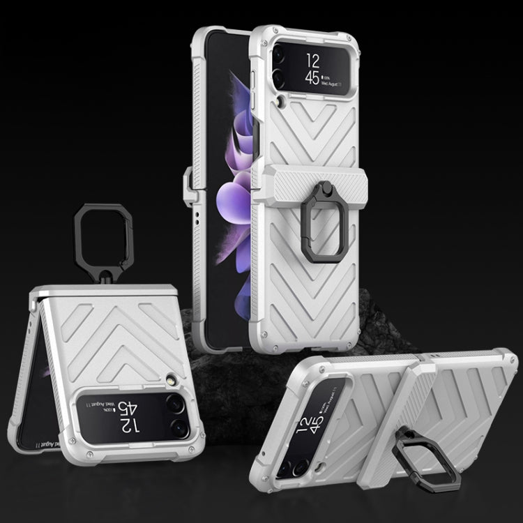For Samsung Galaxy Z Flip4 GKK Sliding Camshield Magnetic Armor Flip Phone Case with Ring Holder(Silver) - free shipping - PMC TechLife - Order now!
