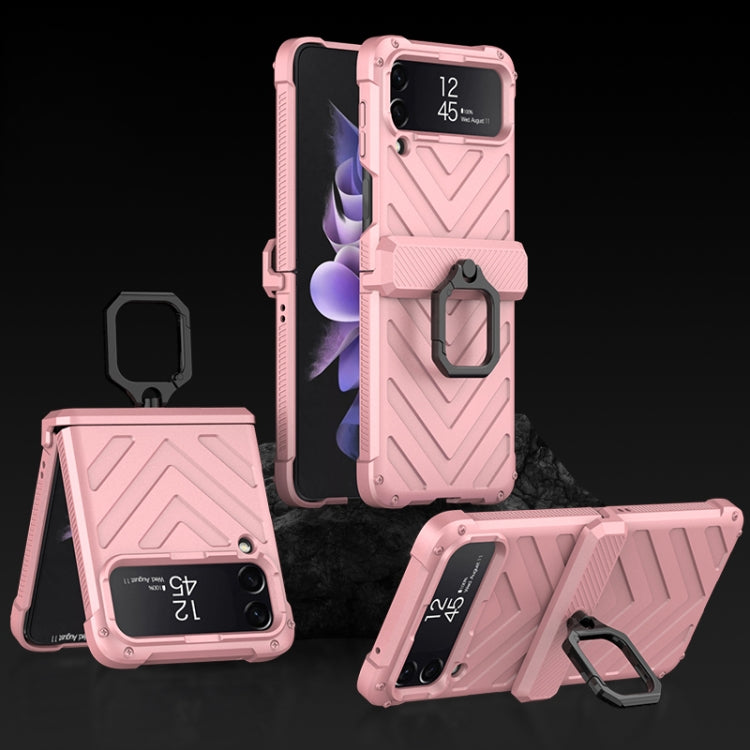 For Samsung Galaxy Z Flip4 GKK Sliding Camshield Magnetic Armor Flip Phone Case with Ring Holder(Sweet Pink) - free shipping - PMC TechLife - Order now!