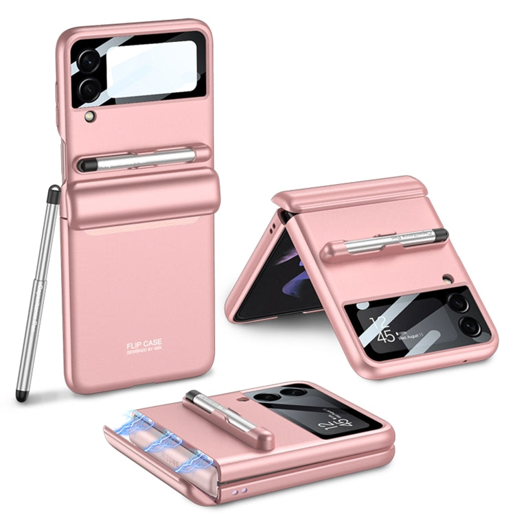 For Samsung Galaxy Z Flip4 GKK Magnetic Full Coverage Phone Flip Case with Pen(Pink) - Galaxy Z Flip4 5G Cases by GKK | Online Shopping South Africa | PMC TechLife | Buy Now Pay Later Mobicred