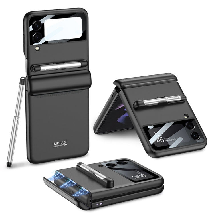 For Samsung Galaxy Z Flip4 GKK Magnetic Full Coverage Phone Flip Case with Pen(Black) - Galaxy Z Flip4 5G Cases by GKK | Online Shopping South Africa | PMC TechLife | Buy Now Pay Later Mobicred