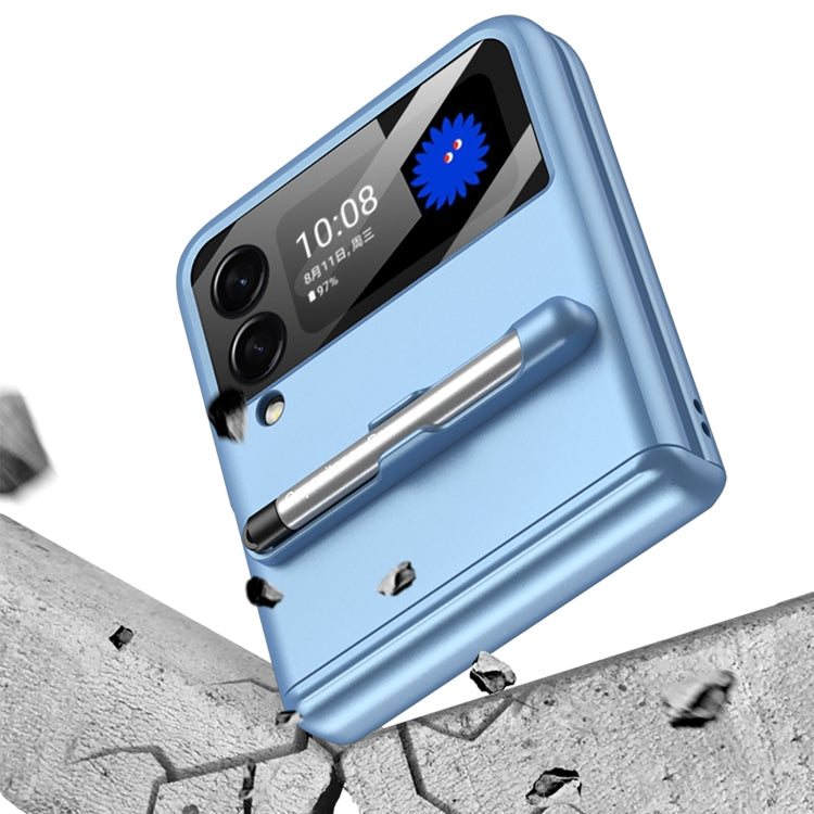 For Samsung Galaxy Z Flip4 GKK Magnetic Full Coverage Phone Flip Case with Pen(Blue) - Galaxy Z Flip4 5G Cases by GKK | Online Shopping South Africa | PMC TechLife | Buy Now Pay Later Mobicred