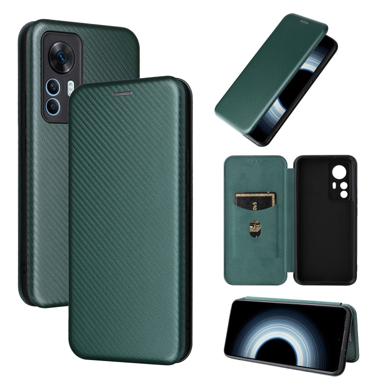 For Xiaomi 12T / 12T Pro / Redmi K50 Ultra Carbon Fiber Texture Flip Leather Phone Case(Green) - free shipping - PMC TechLife - Order now!