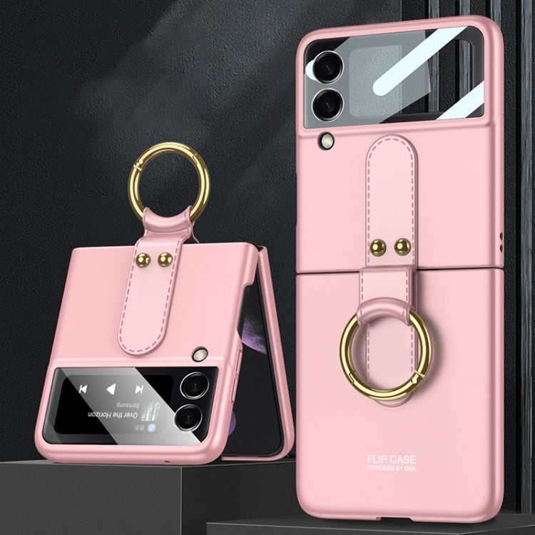 For Samsung Galaxy Z Flip4 GKK Ultra-thin PC Full Coverage Phone Flip Case with Ring Holder(Pink) - Galaxy Z Flip4 5G Cases by GKK | Online Shopping South Africa | PMC TechLife | Buy Now Pay Later Mobicred