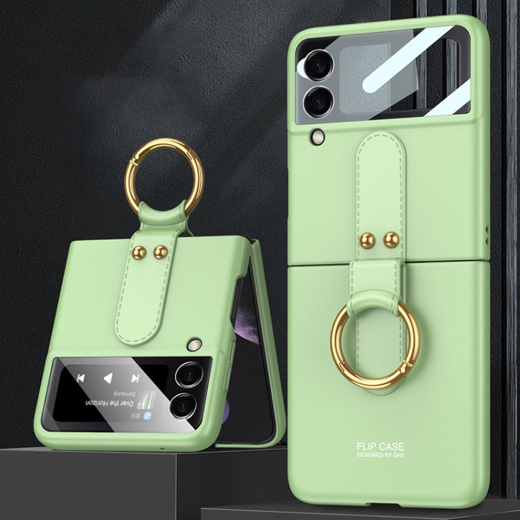 For Samsung Galaxy Z Flip4 GKK Ultra-thin PC Full Coverage Phone Flip Case with Ring Holder(Matcha Green) - Galaxy Z Flip4 5G Cases by GKK | Online Shopping South Africa | PMC TechLife