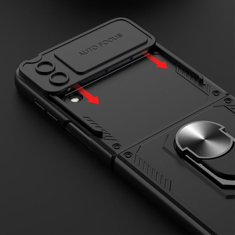 For Samsung Galaxy Z Flip4 GKK Carbon Brazing Pattern Shockproof Armor PC Phone Case with Ring Holder(Silver) - free shipping - PMC TechLife - Order now!