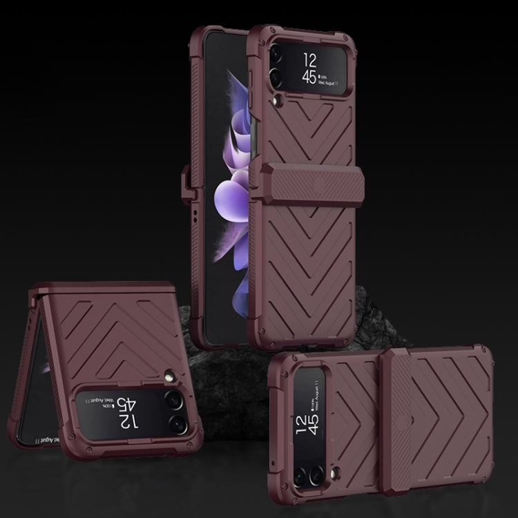 For Samsung Galaxy Z Flip4 GKK Magnetic Folding Swivel Armored Phone Case with Hinges(Wine Red) - free shipping - PMC TechLife - Order now!