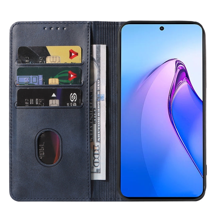 For OPPO Reno8 Pro Magnetic Closure Leather Phone Case(Blue) - Realme Cases by PMC TechLife | Online Shopping South Africa | PMC TechLife | Buy Now Pay Later Mobicred
