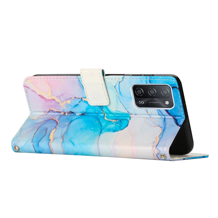 For OPPO A55 5G/A53S 5G/A54 4G/A16/A54S/A56 5G/A16S/Realme V11 5G Painted Marble Pattern Leather Phone Case(Pink Green) - free shipping - PMC TechLife - Order now!