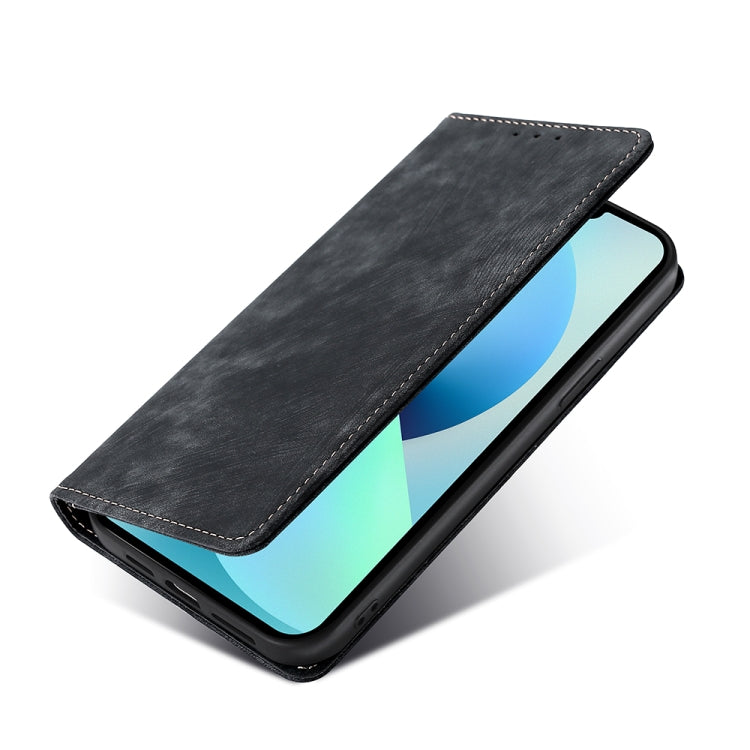 For Xiaomi Redmi K50 Ultra/Xiaomi 12T/Xiaomi 12T Pro RFID Anti-theft Brush Magnetic Leather Phone Case(Black) - free shipping - PMC TechLife - Order now!
