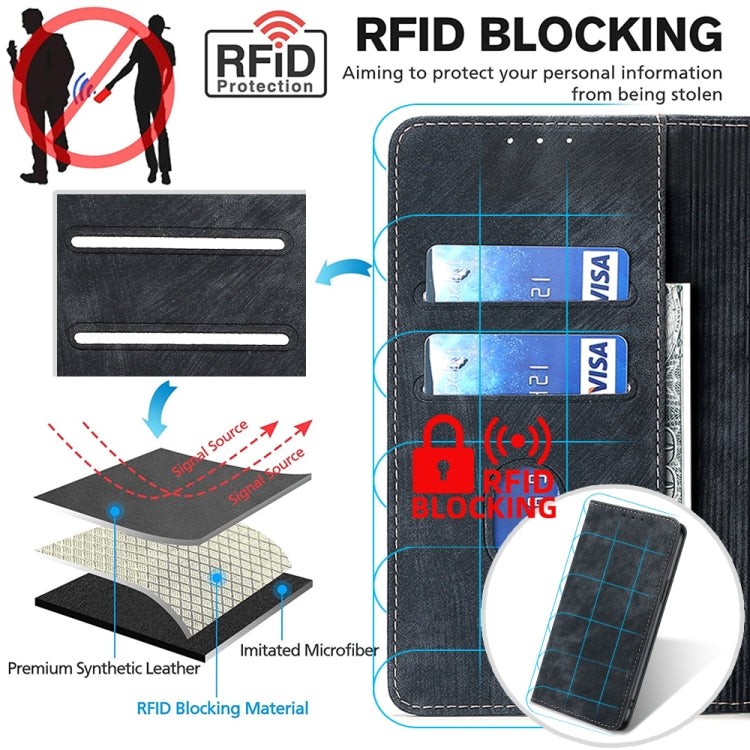 For Xiaomi Redmi K50 Ultra/Xiaomi 12T/Xiaomi 12T Pro RFID Anti-theft Brush Magnetic Leather Phone Case(Black) - free shipping - PMC TechLife - Order now!