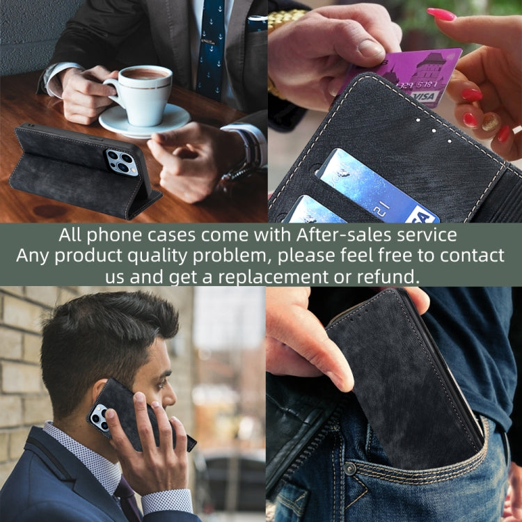 For Xiaomi Redmi K50 Ultra/Xiaomi 12T/Xiaomi 12T Pro RFID Anti-theft Brush Magnetic Leather Phone Case(Black) - free shipping - PMC TechLife - Order now!