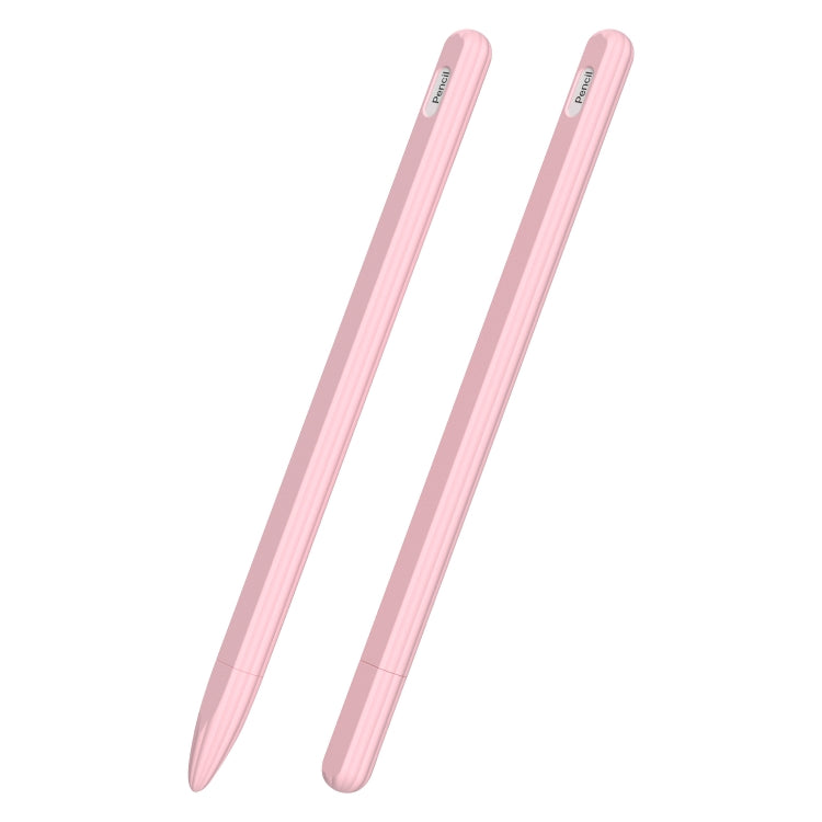 3 in 1 Striped Liquid Silicone Stylus Case with Two Tip Caps For Apple Pencil 1(Pink) - Pencil Accessories by PMC TechLife | Online Shopping South Africa | PMC TechLife