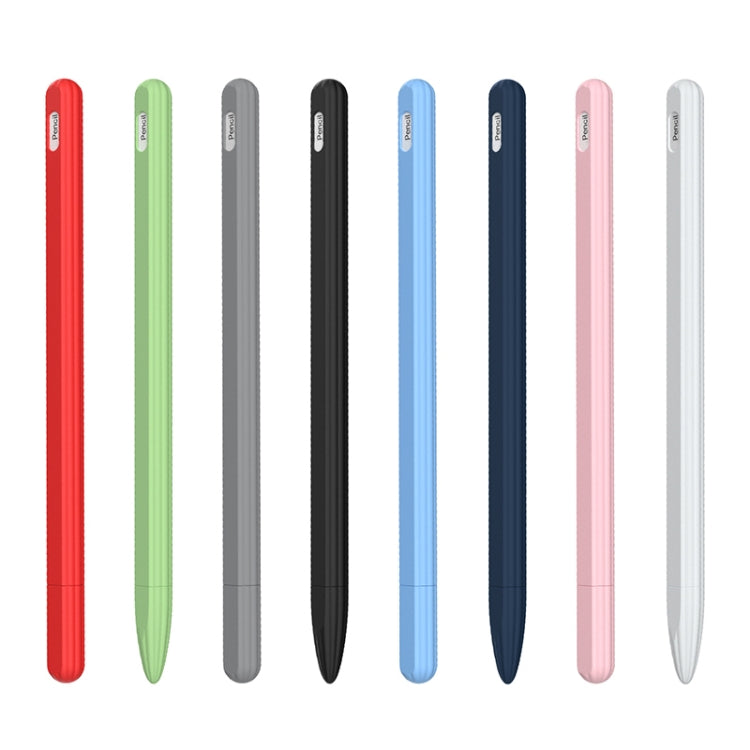 3 in 1 Striped Liquid Silicone Stylus Case with Two Tip Caps For Apple Pencil 1(Red) - Pencil Accessories by PMC TechLife | Online Shopping South Africa | PMC TechLife