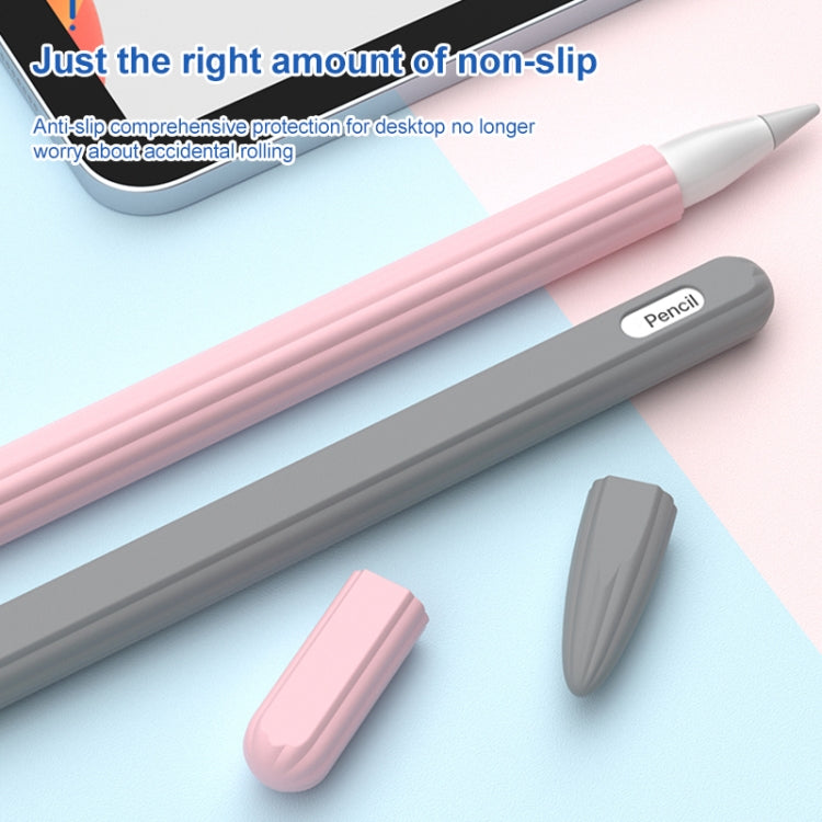 3 in 1 Striped Liquid Silicone Stylus Case with Two Tip Caps For Apple Pencil 1(Black) - Pencil Accessories by PMC TechLife | Online Shopping South Africa | PMC TechLife