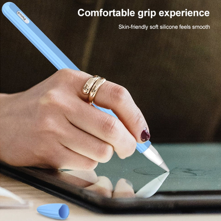 3 in 1 Striped Liquid Silicone Stylus Case with Two Tip Caps For Apple Pencil 1(Midnight Blue) - Pencil Accessories by PMC TechLife | Online Shopping South Africa | PMC TechLife