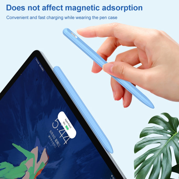 3 in 1 Striped Liquid Silicone Stylus Case with Two Tip Caps For Apple Pencil 1(Black) - Pencil Accessories by PMC TechLife | Online Shopping South Africa | PMC TechLife
