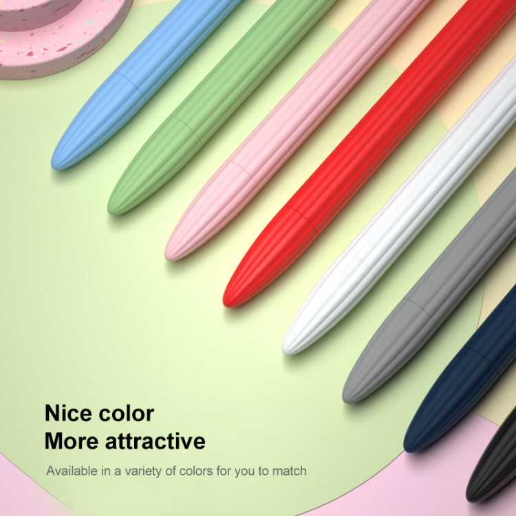 3 in 1 Striped Liquid Silicone Stylus Case with Two Tip Caps For Apple Pencil 2(Matcha Green) - Pencil Accessories by PMC TechLife | Online Shopping South Africa | PMC TechLife