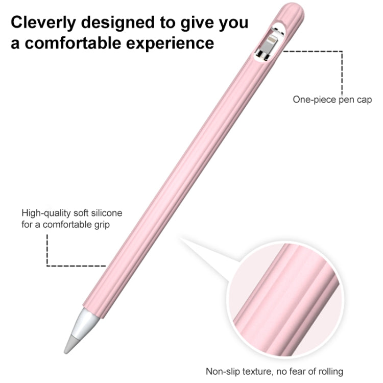 3 in 1 Striped Liquid Silicone Stylus Case with Two Tip Caps For Apple Pencil 2(Midnight Blue) - Pencil Accessories by PMC TechLife | Online Shopping South Africa | PMC TechLife