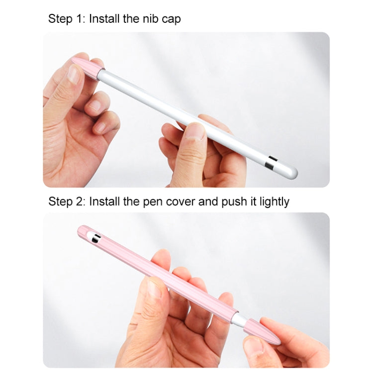 3 in 1 Striped Liquid Silicone Stylus Case with Two Tip Caps For Apple Pencil 2(Pink) - Pencil Accessories by PMC TechLife | Online Shopping South Africa | PMC TechLife