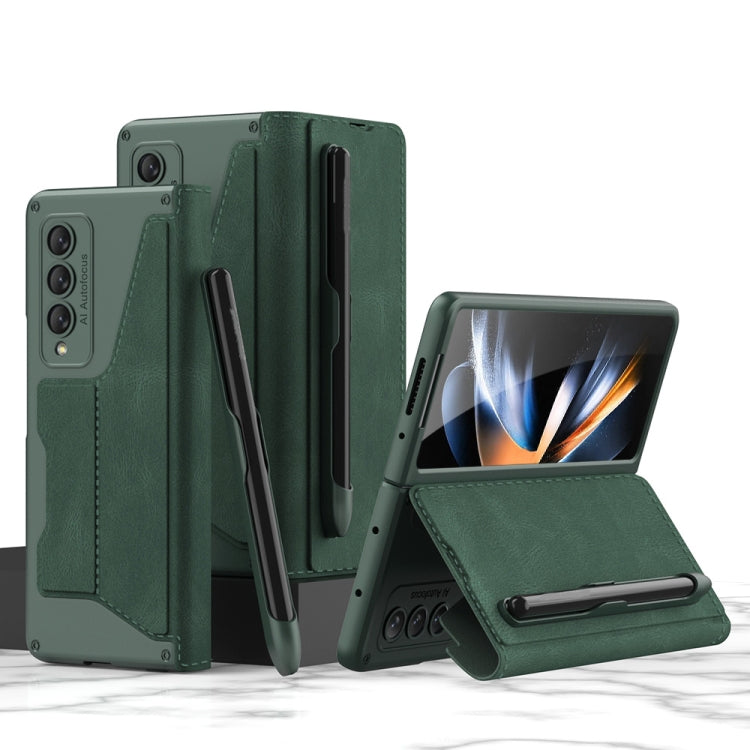 For Samsung Galaxy Z Fold4 GKK Armor Flip Leather Phone Case with Pen Slots(Night Green) - Galaxy Z Fold4 5G Cases by GKK | Online Shopping South Africa | PMC TechLife | Buy Now Pay Later Mobicred