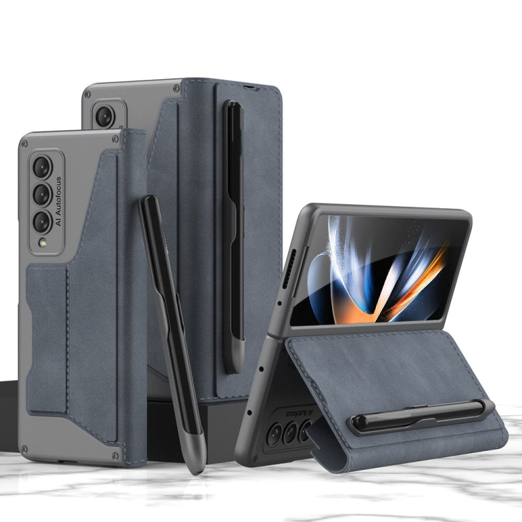 For Samsung Galaxy Z Fold4 GKK Armor Flip Leather Phone Case with Pen Slots(Grey) - Galaxy Z Fold4 5G Cases by GKK | Online Shopping South Africa | PMC TechLife