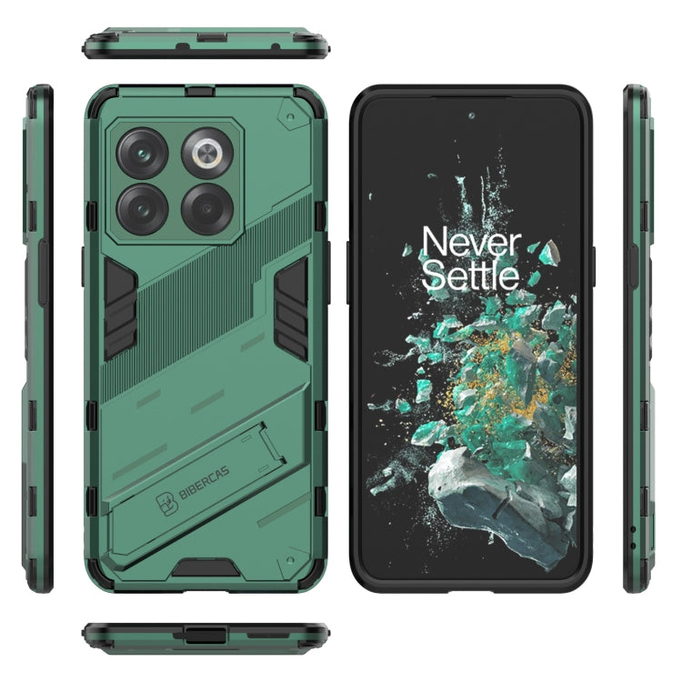 For OnePlus 10T 5G Punk Armor PC + TPU Phone Case with Holder(Green) - free shipping - PMC TechLife - Order now!