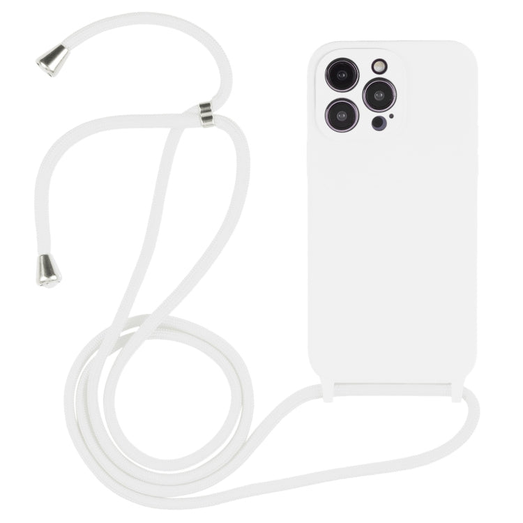 For iPhone 14 Pro Crossbody Lanyard Liquid Silicone Case(White) - iPhone 14 Pro Cases by PMC TechLife | Online Shopping South Africa | PMC TechLife | Buy Now Pay Later Mobicred
