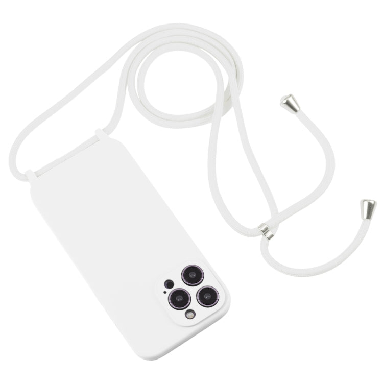 For iPhone 14 Pro Crossbody Lanyard Liquid Silicone Case(White) - iPhone 14 Pro Cases by PMC TechLife | Online Shopping South Africa | PMC TechLife | Buy Now Pay Later Mobicred