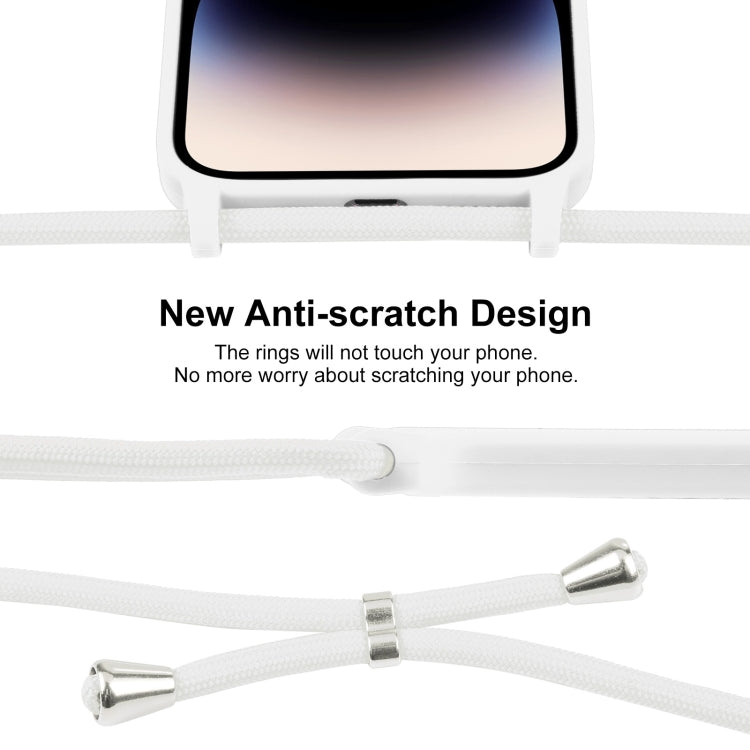 For iPhone 14 Pro Crossbody Lanyard Liquid Silicone Case(White) - iPhone 14 Pro Cases by PMC TechLife | Online Shopping South Africa | PMC TechLife | Buy Now Pay Later Mobicred